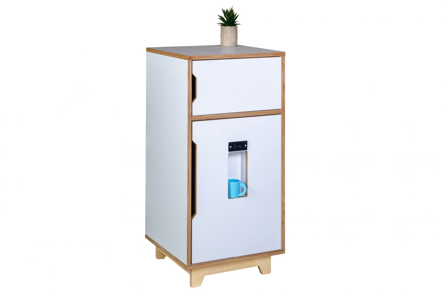 Natural wooden Fridge and Freezer unit WHITE