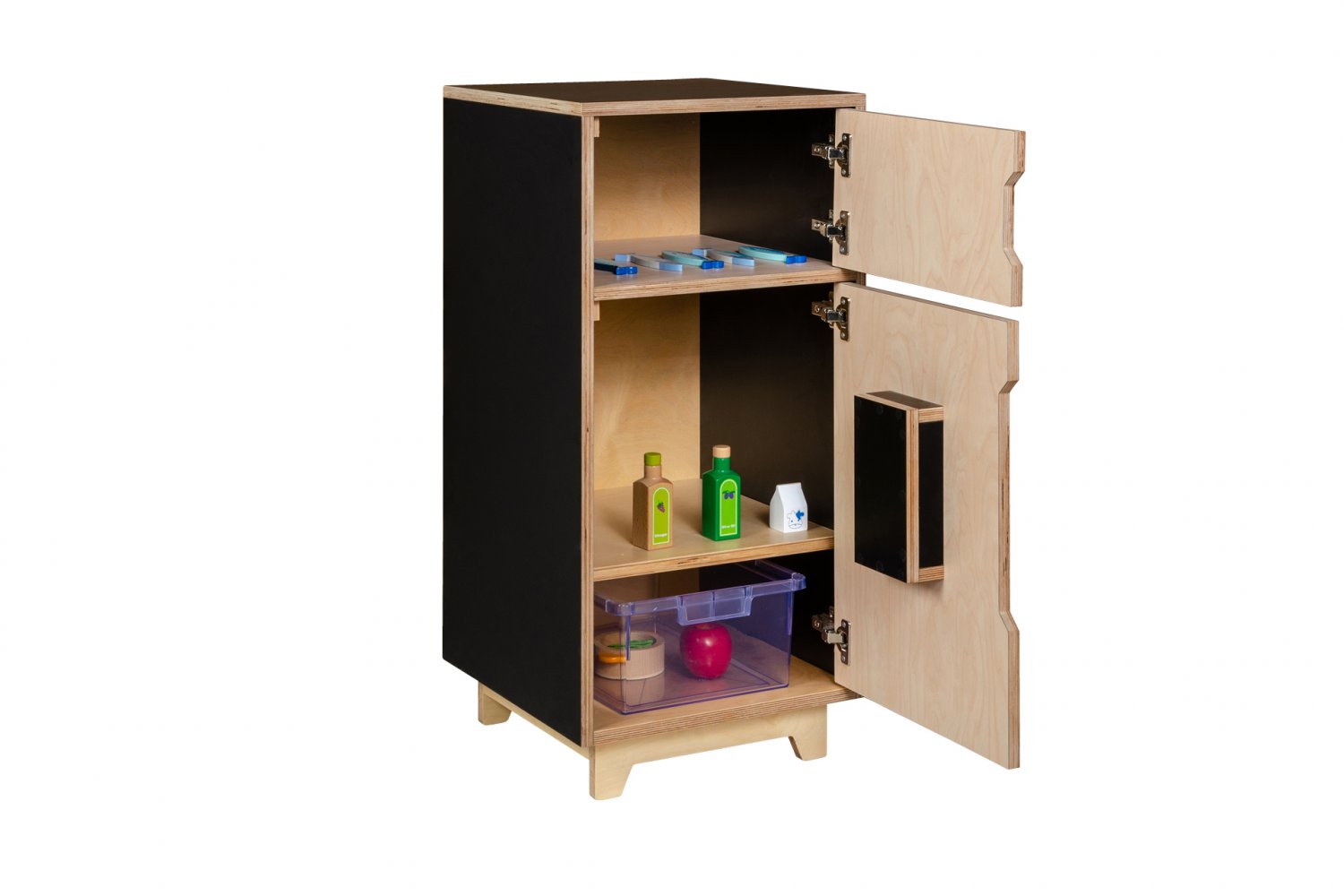 Natural wooden Fridge and Freezer unit BLACK