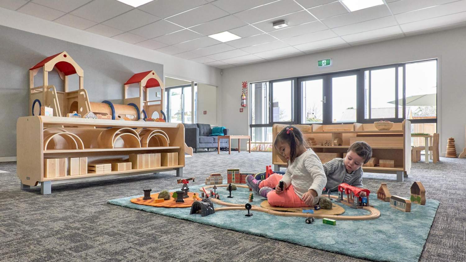 Wooden storage shelving for pre-schools