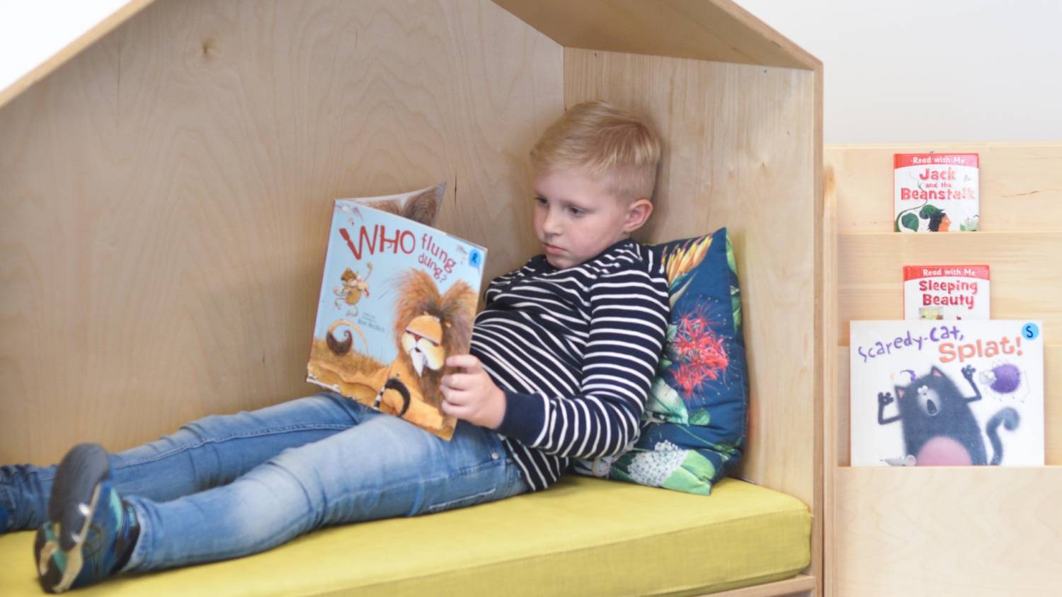 wooden book nook